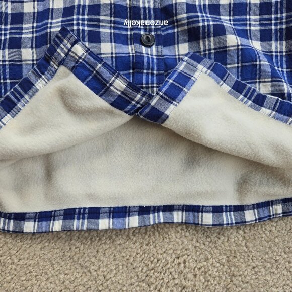 L.L. Bean Fleece Lined Cotton Plaid Shirt RUNS BIG XXS Blue - Picture 8 of 10